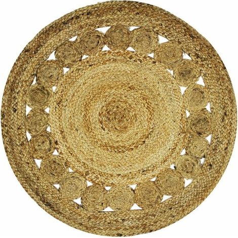 Tapis salon rond en jute rosace naturel diam.80 (1/5)