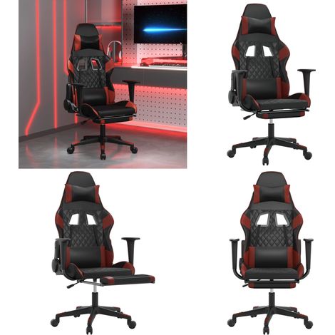 Gaming-Stuhl mit Massage & Fußstütze Schwarz Weinrot Kunstleder - Gaming-Stuhl - Gamer Chair - PC-Chair - Schreibtischstuhl - Ergonomischer Stuhl - Home & Living (1/5)