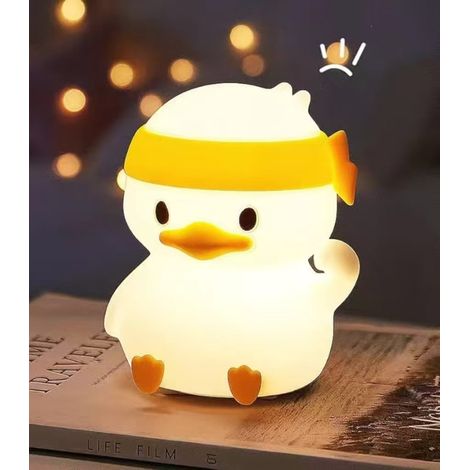 Veilleuse mignonne pour enfants, adaptée aux tout-petits et aux bébés, portable, en silicone, pour chambre d'enfant, veilleuse LED en forme de canard (1/5)