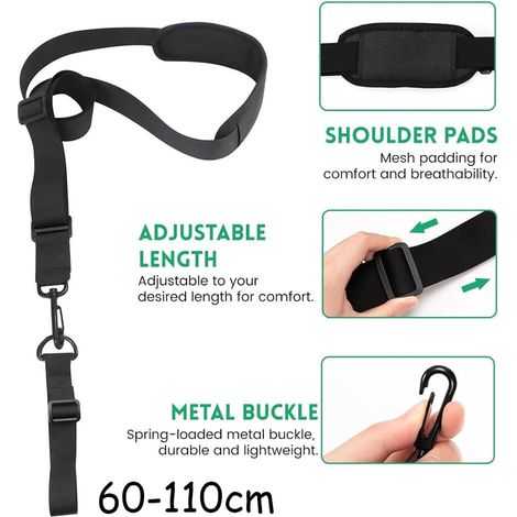 Set di 2 tracolle per tosaerba, cinghia posteriore, telaio laterale, allargato e ispessito, adatto per decespugliatori, accessori da giardino, nero (1/4)