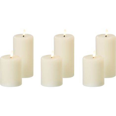 Conjunto de 6 decoraciones de Navidad LED para interiores vela accesorio de parafina blanco crema Noisette