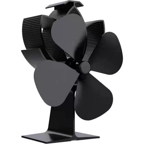 Ventilatore per camino resistente al calore, ventilatore per stufa a 4 pale di colore nero, funzionamento silenzioso, distribuzione efficiente del calore. (1/5)