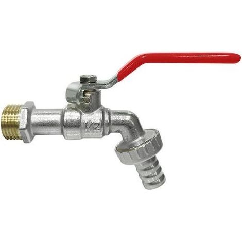 Robinet de puisage à sphère - Poignée plate - Mâle 1/2" - Raccord au nez 3/4