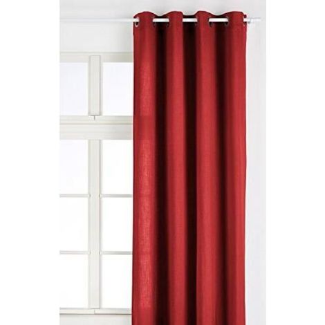 Linder 0517 /69/375FR Rideau Toile Aspect Lin Rouge Oeillets 135 x 260 cm