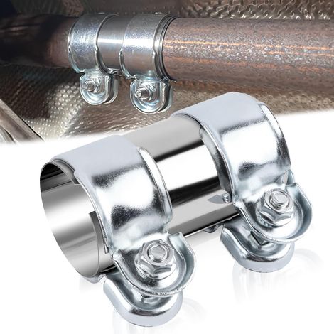Manchon D'Échappement Raccord Tuyau Collier Echappement 38x95mm Collier de Serrage Reducteur Double pour Tuyau D'Échappement de Silencieux Acier Inoxydable pour Voiture Moto Camions (1/5)