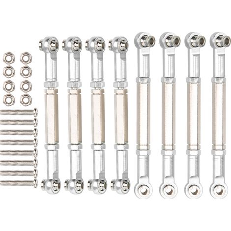 8-teiliges Upgrade-Set aus Metall-Zugstangen für WPL/MN/Feiyu 1/16 RC-Cars, silberfarben (1/5)