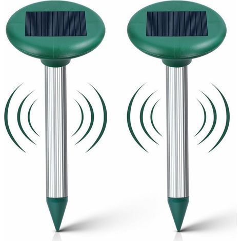 Lot de 2 Répulsif Taupe Solaire - Répulsif Ultrason Mole Chasse - Taupe Solaire Intelligent Combine Sons et Vibrations Anti-Taupe Rats (1/4)