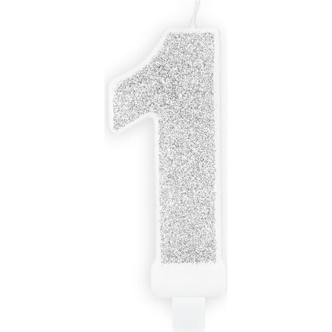 Candela di compleanno Numero 1, argento, 7 cm (1 scatola / 24 pezzi) (1/4)