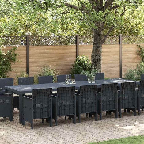Garden Dining Set 15 pcs Anthracite Polt rattan vidaXL