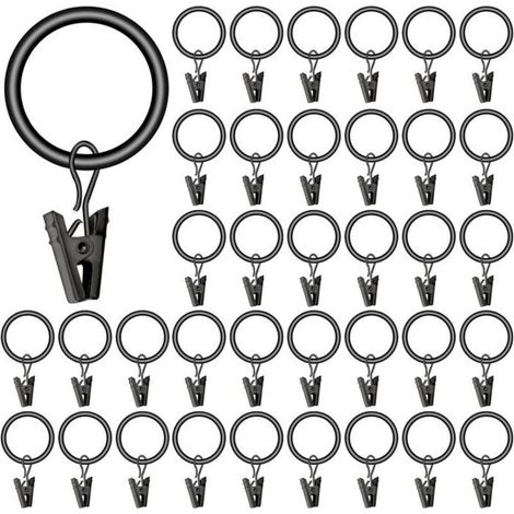 40 Pièces Anneaux de Rideaux en métal Anneaux de Suspension pour tringles à Rideaux pour Suspendre Les Rideaux (1/4)