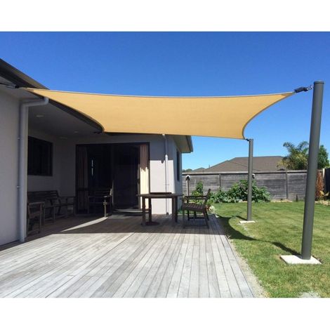 Tenda rettangolare a vela beige 4 X 6 metri, 150 gr/m2 Tenda da giardino UV con corde
