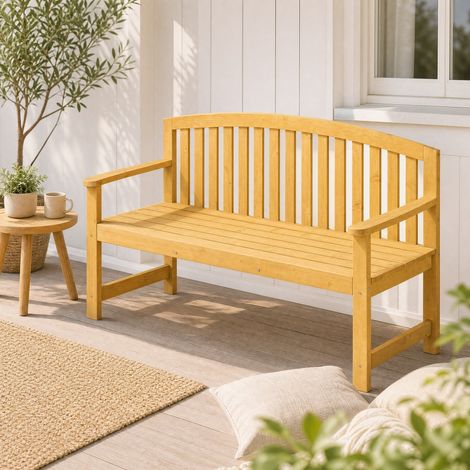 Banc de jardin 2 places en bois, 143 x 51 x 85 cm, orange DESVIAE (1/5)