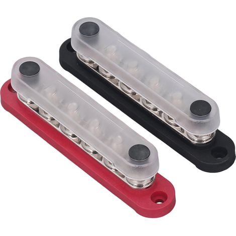 Lot de 2 barres omnibus 300 V CA 48 V CC 150 A, bornier M6 avec couvercle, pour la distribution d'alimentation marine (voiture, bateau). (1/5)