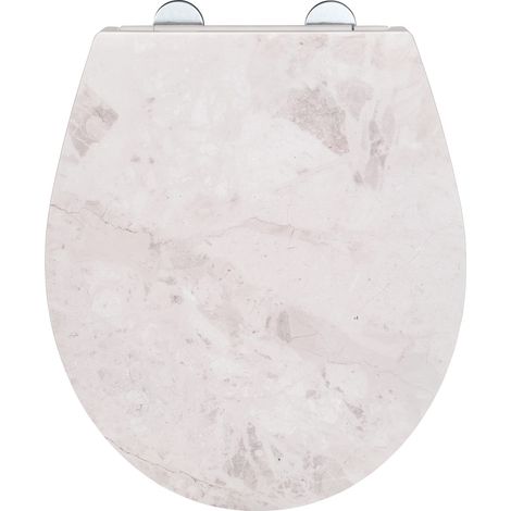 Wenko Sedile Wc Grey Marble Robusto in Duroplast Antibatterico con Meccanismo di Abbassamento Automatico e Fissaggio Igienico Fix-Clip in Acciaio Inox, Superficie in Rilievo, 38 X 44,5 Cm (1/5)