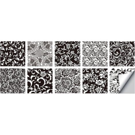 Juego de 10 pegatinas autoadhesivas para azulejos 15 x 15 cm, pegatinas azulejos PVC impermeables, papel tapiz decorativo pared resistente aceite (1/5)