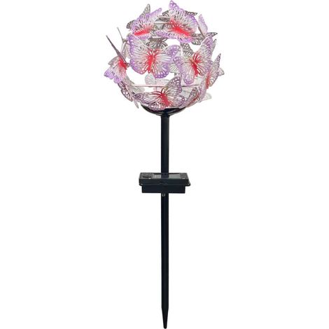 Decoración luminosa solar Nube de Mariposas - GALIX - G2623 - Metal - Altura 42 cm - 24 Micro LED - Blanco cálido - 3 Lúmenes