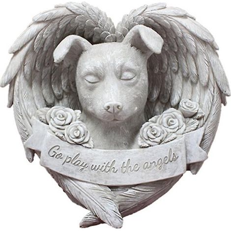 Monument pour chien et chat - Ailes d'ange - Pierre tombale commémorative - Statue en résine - Ornement artisanal - Décoration de jardin pour la maison (1/4)