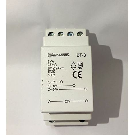 Trasformatore Alimentatore Suoneria Serratura 220V a 8/12/24V AC 8VA SD-BT8