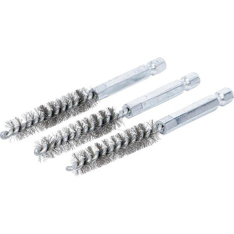 Brosse en Acier 10 mm - 3 pcs, 6,3 mm (1/4) - Résistante et Pratique pour Nettoyage et Débouchage - D-Work
