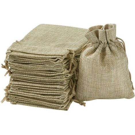 Sac Jute, Petite Pochette Tissu , Pochette Lin 100 PCS , Sac De Toile De Jute Pochon Dragees Sachet Lavande Mariage Petit Sachet Cadeau Pochette Cadeau Bijoux(100 PCS 13.5 x 9.5cm) (1/4)