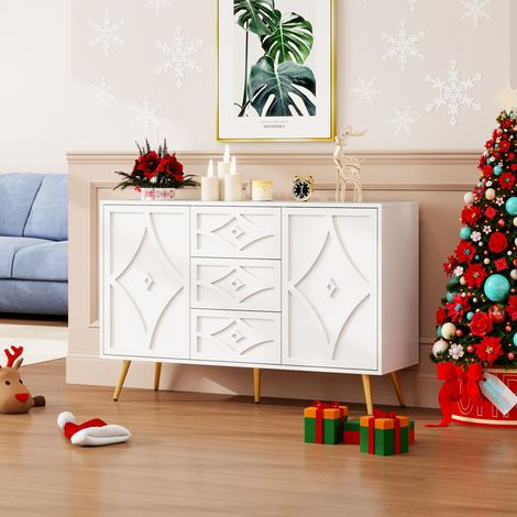 Wohnzimmer-Sideboard, Kommode, 120 cm, 3 Schubladen, 2 Türen, moderne und minimalistische Aufbewahrung für Wohnzimmer, Küche, Schlafzimmer