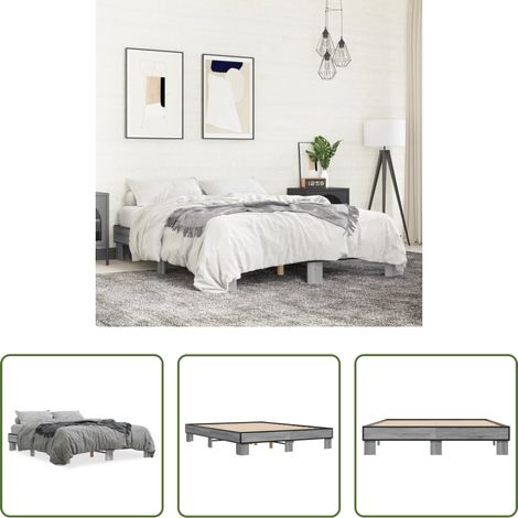 Holzwerkstoff -  Bettgestell Grau Sonoma 150x200 cm Holzwerkstoff und Metall (1/5)
