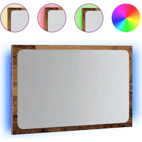 Maison Exclusive - Badspiegel mit LED-Leuchten Altholz-Optik 60x8