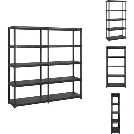Étagère de rangement à 5 niveaux Noir 183x45,7x185 cm Plastique - Étagère De Rangement - Étagère Industrielle - Meuble De Rangement - Stockage Vertical - Organisation Maison (1/5)