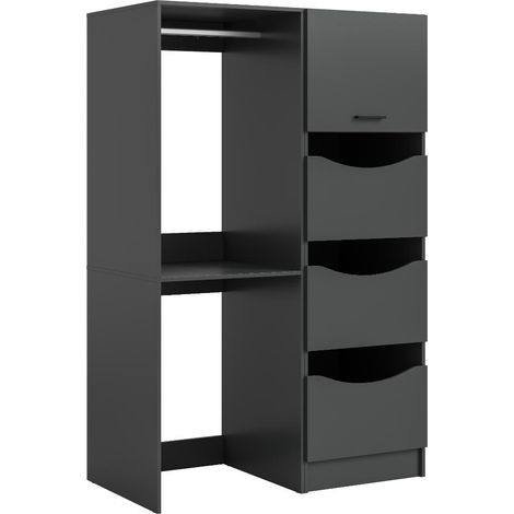 Free armoire à machine à laver 3 portes, 1 porte battante, 2 étagères anthracite.