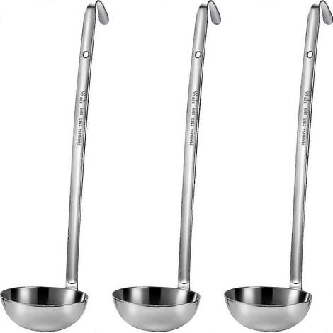 Lot de 3 louches en acier inoxydable avec manche et bord verseur pour la préparation de soupes et sauces (120 ml) (1/5)