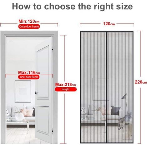 Moustiquaire - Porte - 90x220 cm - Magnétique - Fermeture Automatique - Sans Perçage - Balcon Patio Cuisine - 1 Pièce (1/4)