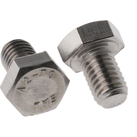 Vis à tête hexagonale, Acier Inoxydable A2 304 Brut, M8 x 12mm ( Prix pour Sachet de 50 )