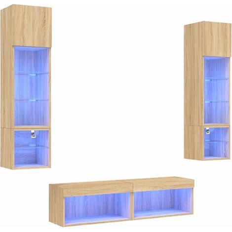 Maison Exclusive - 6-tlg. Wohnwand mit LED-Beleuchtung Sonoma-Eic