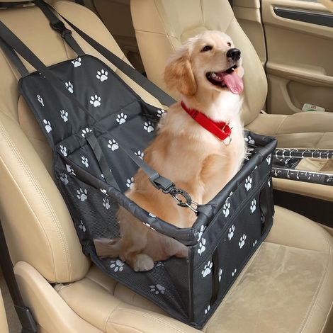 Siège auto pour chien avec ceinture de sécurité, pliable et respirant pour petits et moyens chiens, imperméable (1/5)