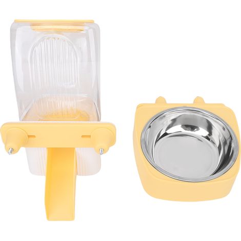 Distributeur de nourriture suspendu pour chat, grande capacité, gain de place, distributeur d'eau pour animaux de compagnie, pour Cage jaune (1/5)