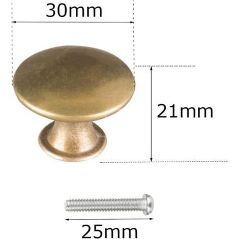 Aougo – Set di 20 pomelli per porte in ottone – Finitura bronzo giallo – Dimensioni 30x21 mm – Per armadi e cassetti – Facile installazione (1/4)