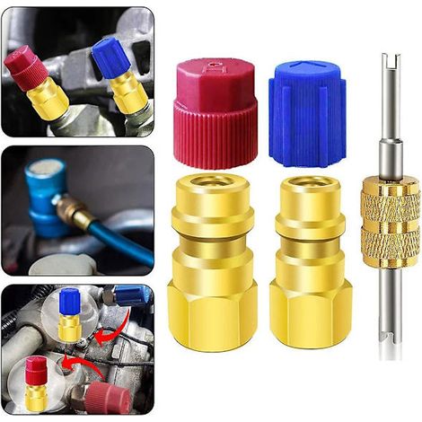 Kit de conversion adaptateur de port de valve de remplissage de climatisation R12 vers R134a avec raccords (1/5)