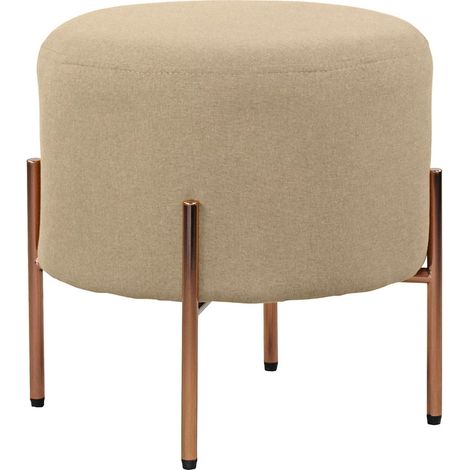 Pouff tondo design in tessuto beige - Kate (1/5)