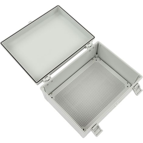Boîte de jonction étanche extérieure ABS grise 15,7 x 11,8 x 6,7 pouces avec couvercle à charnière, coffret électrique isolé pour jardin (1/5)