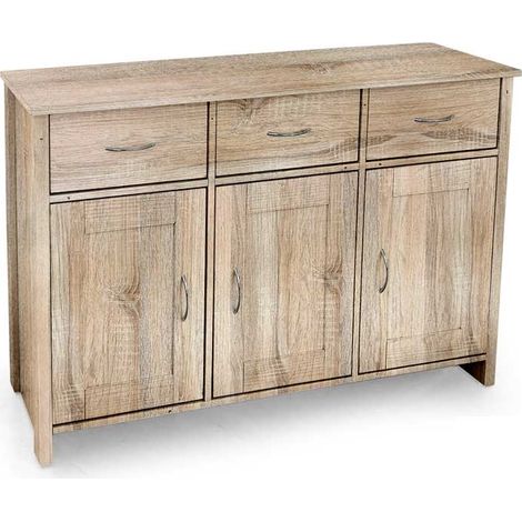 MOBILE DA ARREDO CON 3 CASSETTI E 3 ANTE 115X35X80CM IN COLORE ROVERE (1/2)