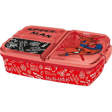 Sandwich Box Bambini Marvel Spiderman 3 Scomparti, in plastica senza BPA, riutilizzabile e lavabile, non adatto a microonde e lavastoviglie (1/2)