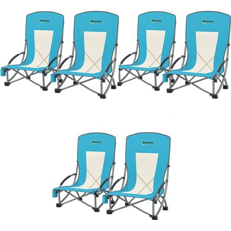 6er Set Campingstühle klappbar Campingstuhl mit Getränkehalter Netzrückenlehne Tragetasche Faltstuhl faltbar Anglerstuhl Outdoor Anglersessel bis 120 kg Gartenstuhl für Garten Strand