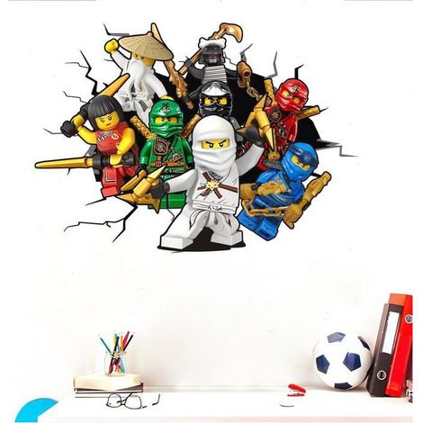 Sticker mural pour chambre d'enfant Motif Manga Art 3D Dessin animé Stickers muraux amovibles Décoration de fond de chambre (1/5)