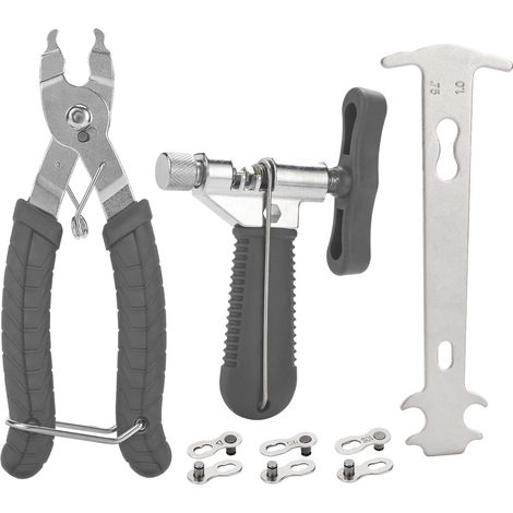 JSSEVN - Bicycle repair tool kit + chain checker + link pliers + 3 pairs of missing links for 7, 8, 9, and 10-speed chains (1/5)
