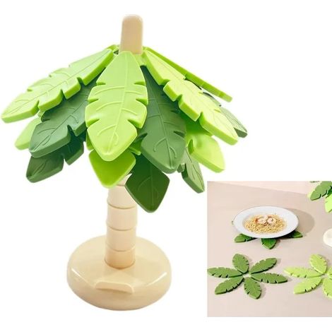 Antidérapant Coussin Isolant Thermique - Lot de 5, Vert, Dessous de Plat en Silicone, Compatible avec Toutes Casseroles, Utilisable (1/5)