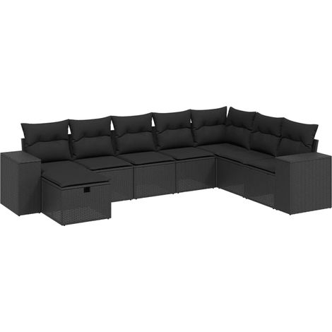 Set Divani da Giardino con Cuscini 8 pz Nero in Polyrattan vidaXL (1/4)