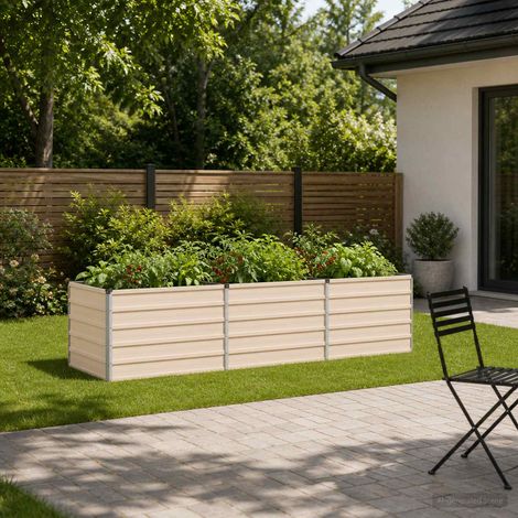 vidaXL Cama de Jardín Elevada Marfil 240 x 80 x 55 cm (1/5)