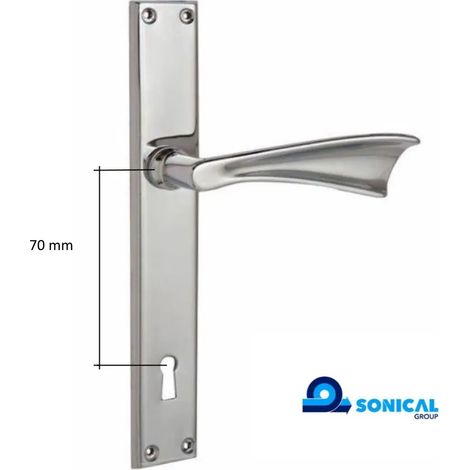 COPPIA MANIGLIE ZIRAL FARFALLA PLACCA 210X32 MM - QUADRO 8 MM - DISTANZA 70 MM CROMO