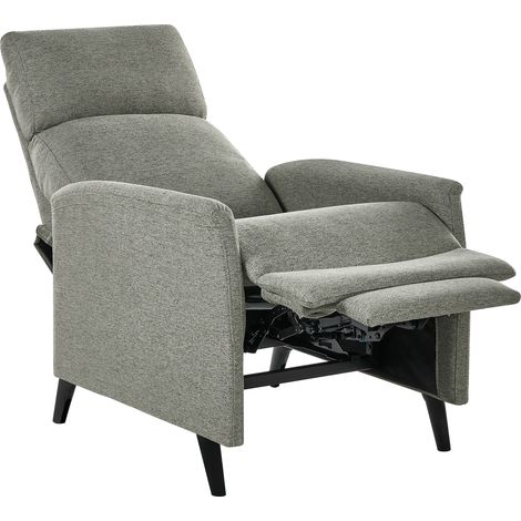 Sillón retro reclinable respaldo ajustable reposapiés tapizado tela verde claro Selvik