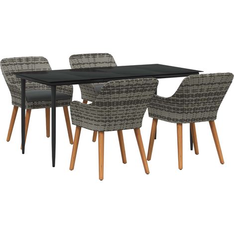 Teenpull – Garten Essgruppe 5 Stk. Grau Poly-Rattan (1/4)